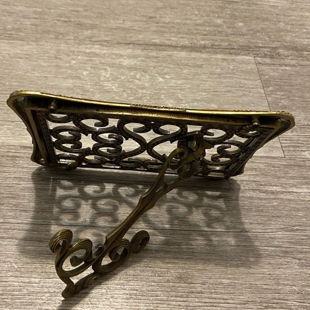 Stunning museum gold Frame with green enamel, light rust also has crystals.
